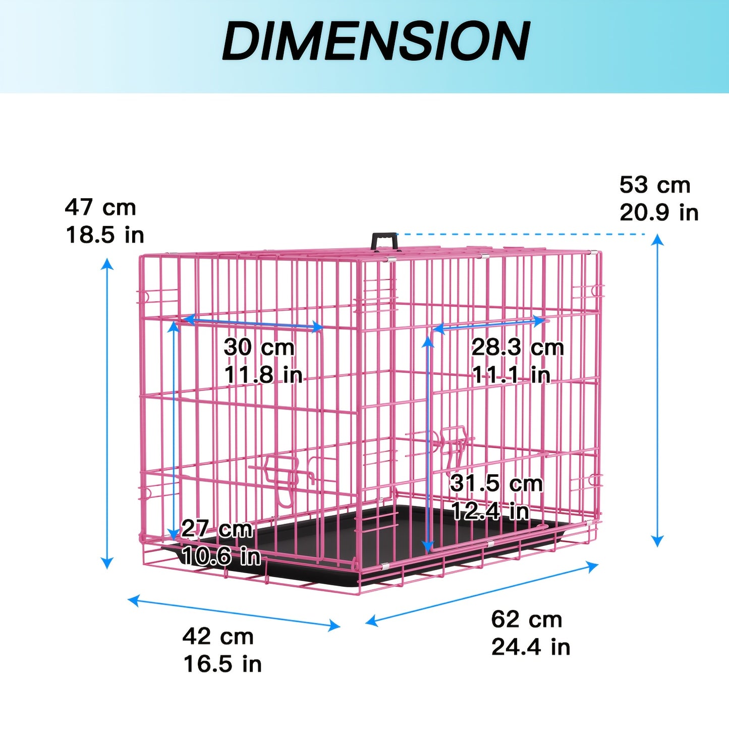 Dog Crate Foldable Metal Wire Dog Cage with Divider Panel & Leak-Proof Tray – Indoor Outdoor Dog Kennel for Small Medium Dogs, Rabbits & Small Animals, Multiple Sizes & Colors