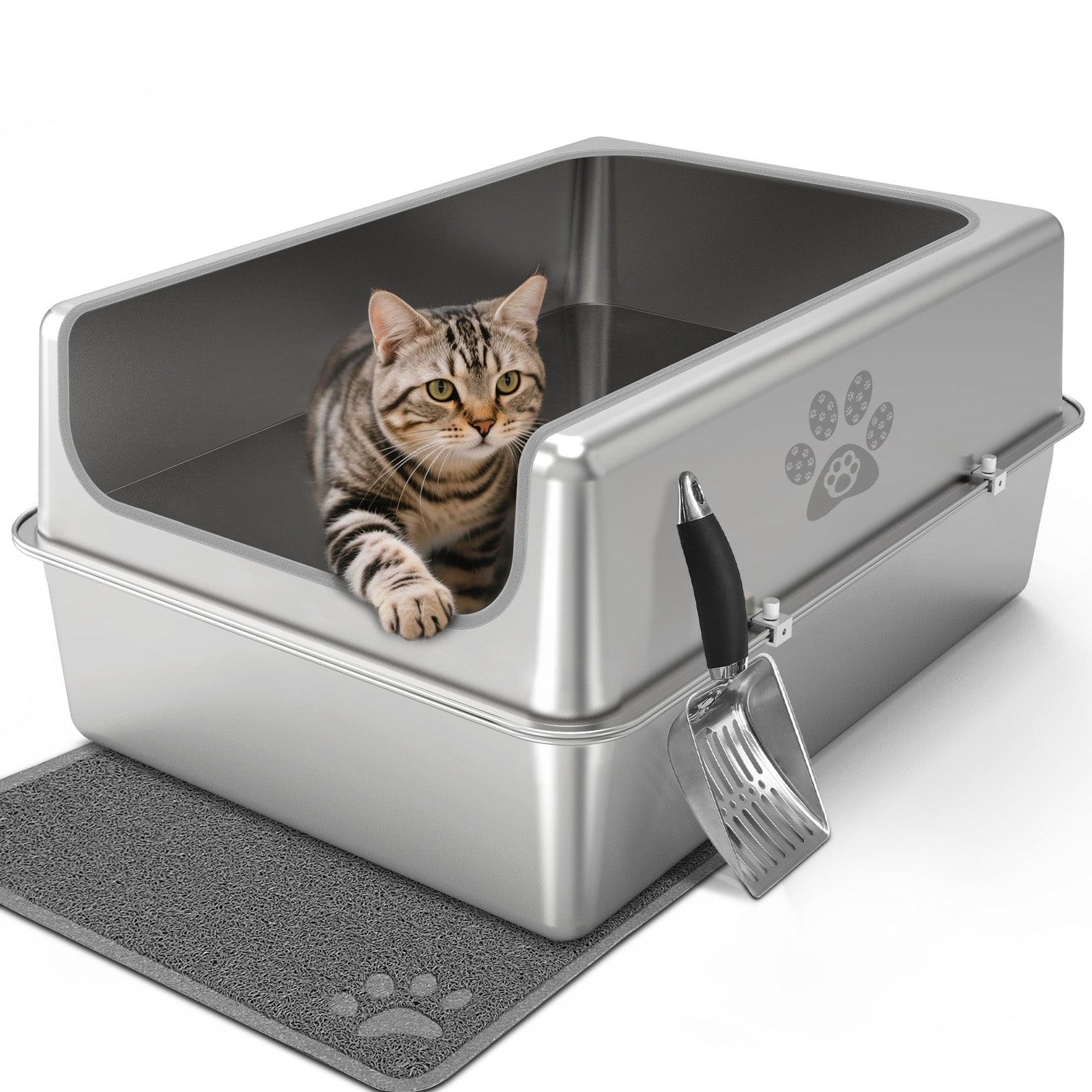 XXXL Semi-Enclosed Stainless Steel Cat Litter Box product image 2