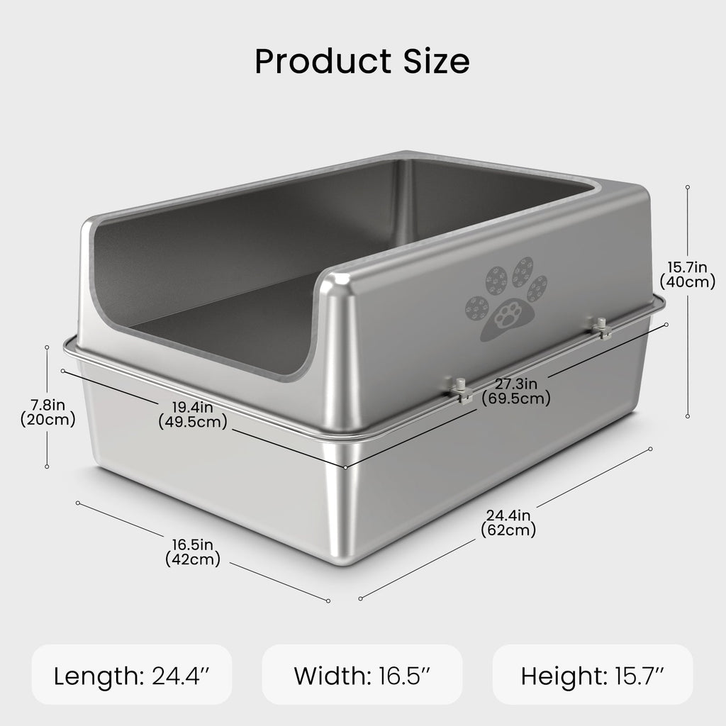 XXXL Semi-Enclosed Stainless Steel Cat Litter Box product image 3