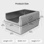 XXXL Semi-Enclosed Stainless Steel Cat Litter Box product image 3