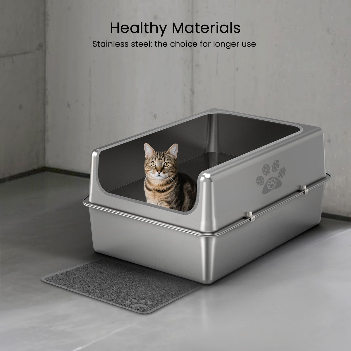 XXXL Semi-Enclosed Stainless Steel Cat Litter Box product image 6