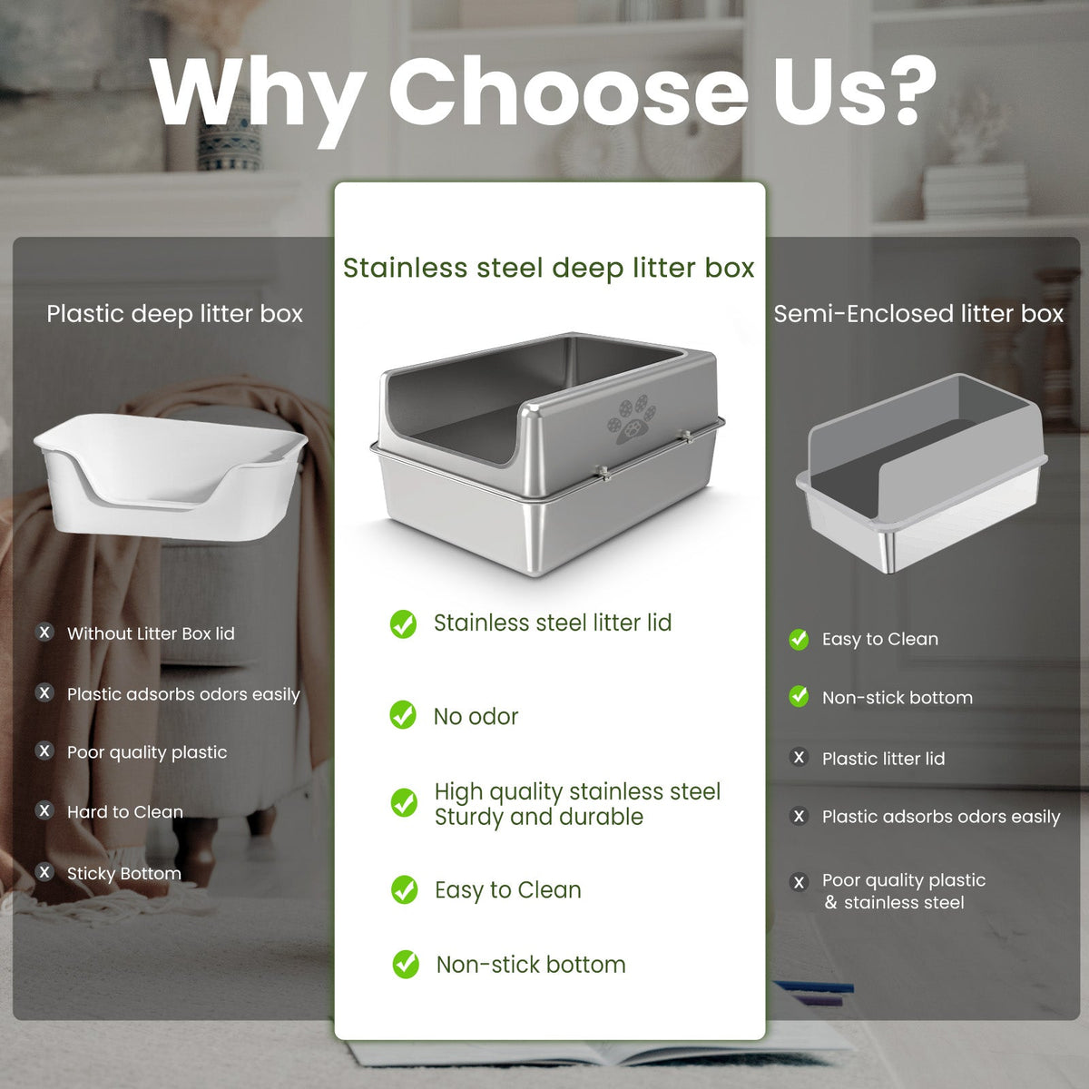 XXXL Semi-Enclosed Stainless Steel Cat Litter Box product image 8