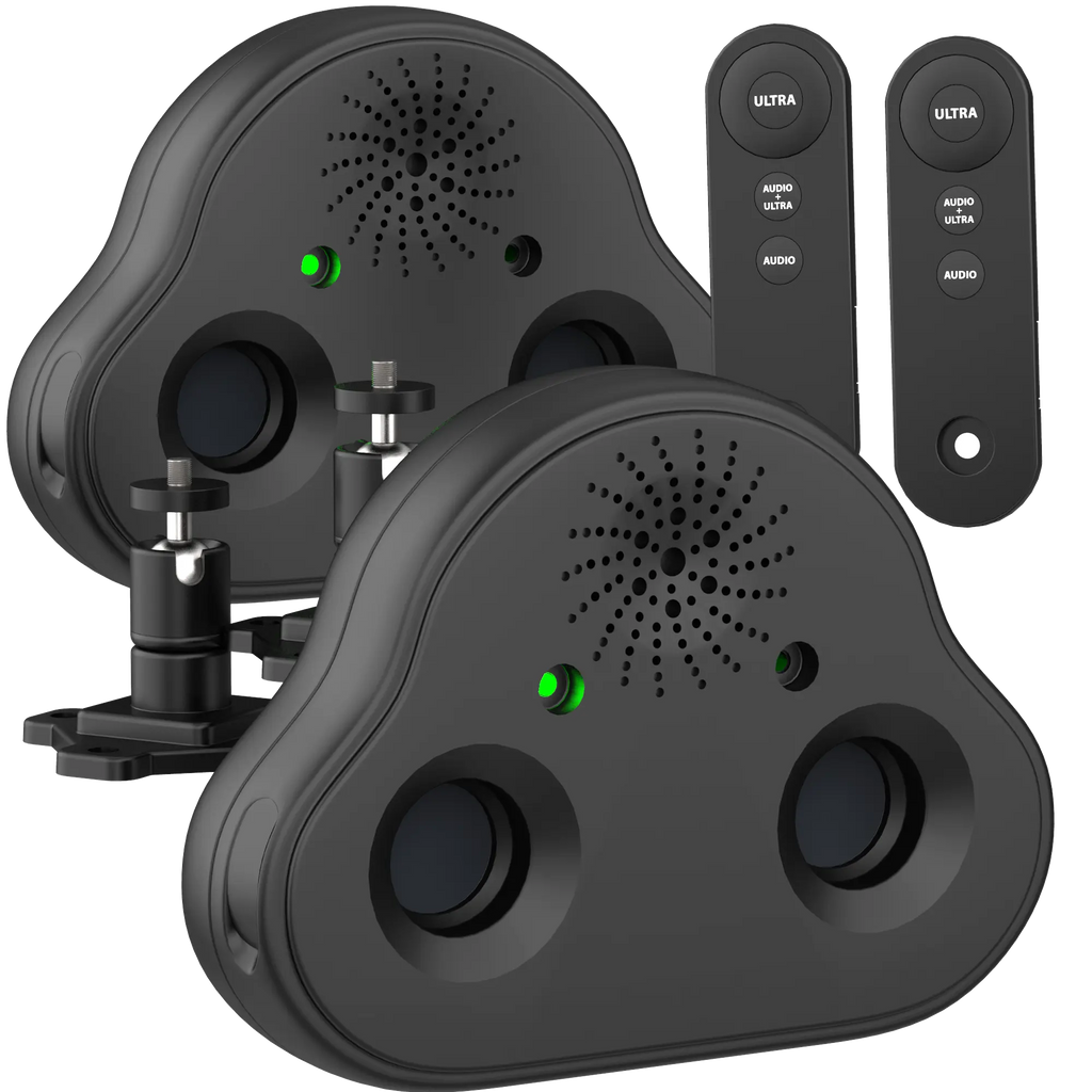 A Black Two Pack Anti-Barking Device Designed to Stop Dogs From Barking.