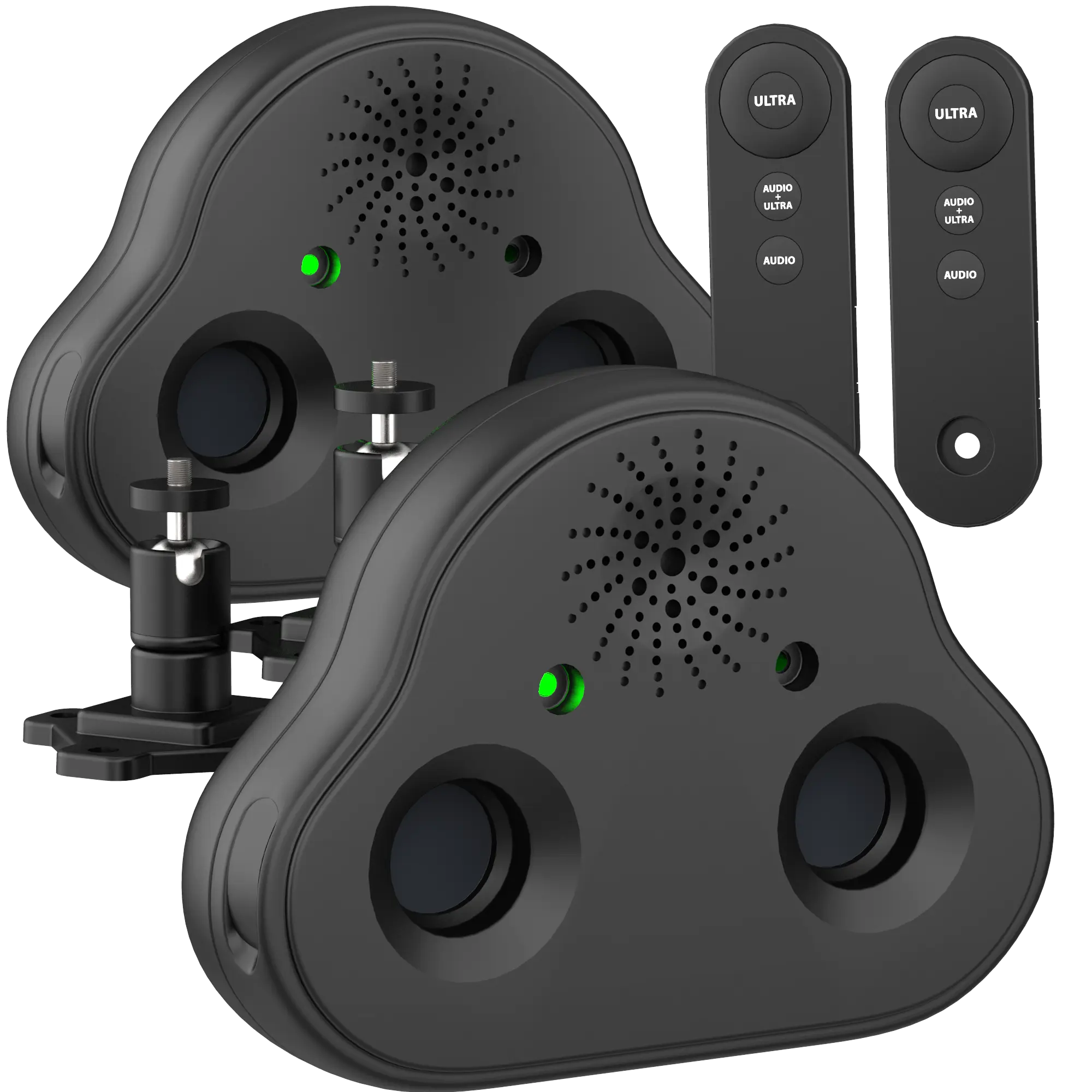 A Black Two Pack Anti-Barking Device Designed to Stop Dogs From Barking.