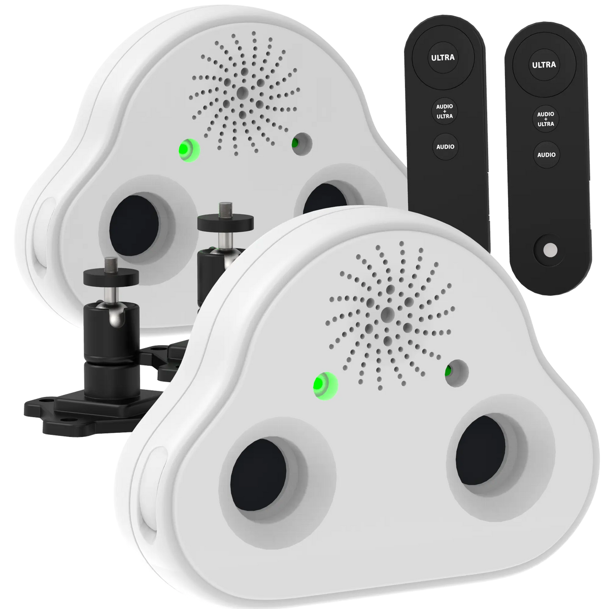 A White Two Pack Anti-Barking Device Designed to Stop Dogs From Barking.
