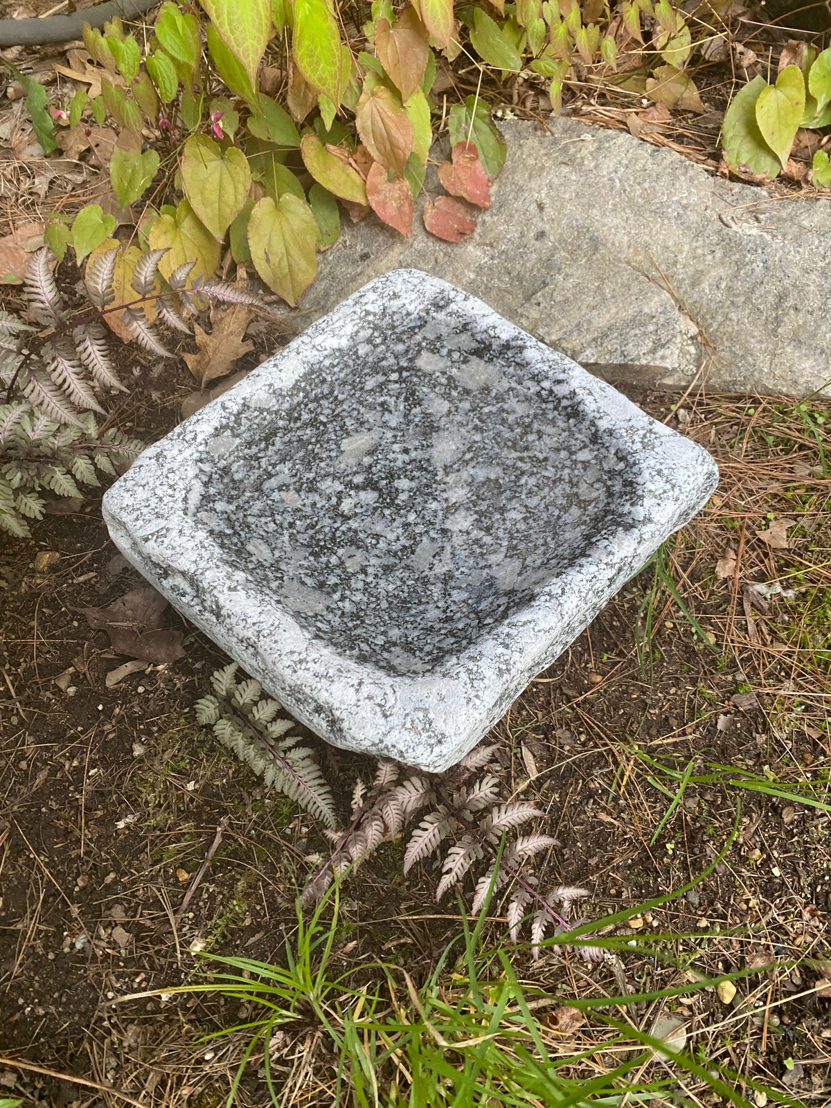 Hand-Chiseled Granite Puddle Stone Birdbath product image 13