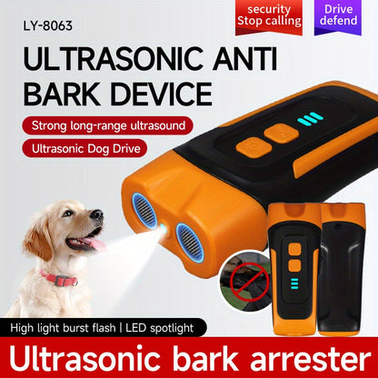 Ultrasonic Dog Bark Control Device with LED Flashlight - Adjustable Anti-Barking Trainer, Portable Indoor Outdoor Dog Behavior Corrector