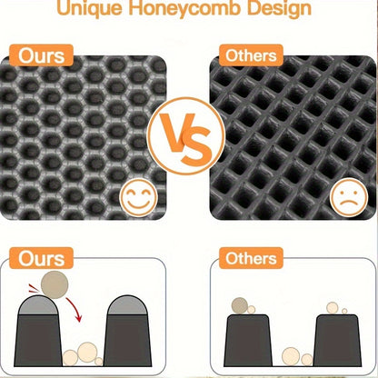 Cat Litter Mat Honeycomb Double Layer - Waterproof Urine-Proof Washable Litter Trapping Mat, Reduces Scatter & Easy to Clean, 2 Sizes & 3 Colors for Indoor Cats