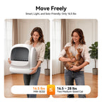 Meowant MW-SC02 white self-cleaning litter box (16.5 lbs) and two cats up to 28 lbs