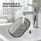 PurePath™ eco-friendly pet hair glove being rinsed under water in a sink