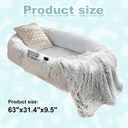 Human Dog Bed Extra Large - 70x44x11 Inch Washable Faux Fur Orthopedic Dog Bed for People & Pets, Non-Slip Giant Dog Bed with Removable Cover, Napping Lounger for Adults & Dogs in Multiple Colors