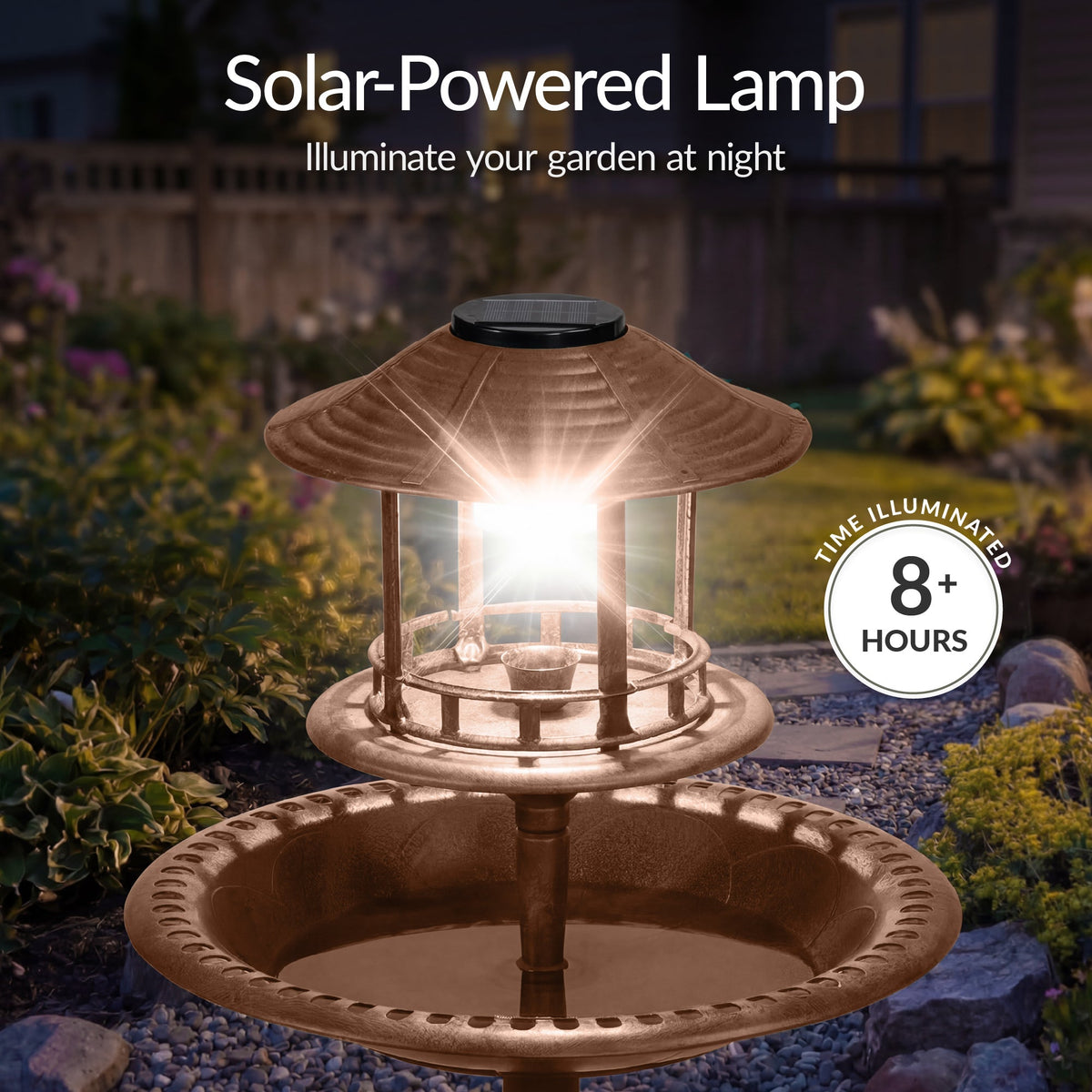 Solar Lighted Pedestal Bird Bath product image 17