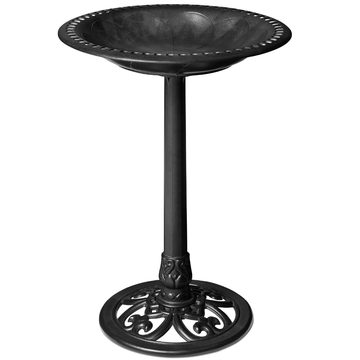 Vintage Outdoor Polyresin Bird Bath Black