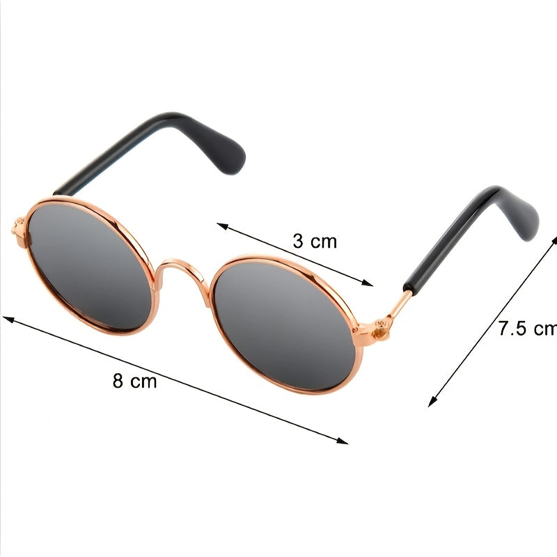 10 Fun Glasses for Cats And Dogs - Round Metal Classic Retro Shades for Pets, Perfect for Hippie Looks, Cosplay Parties, And Photo Props (Assorted Colors)