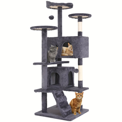 Cat Tree Tower Multi-Layer with Scratching Post, Perch Platforms & Cat Apartments – Tall Cat Climbing Frame for Indoor Cats, Space-Saving Design, Heights 36–80 Inch, 6 Colors