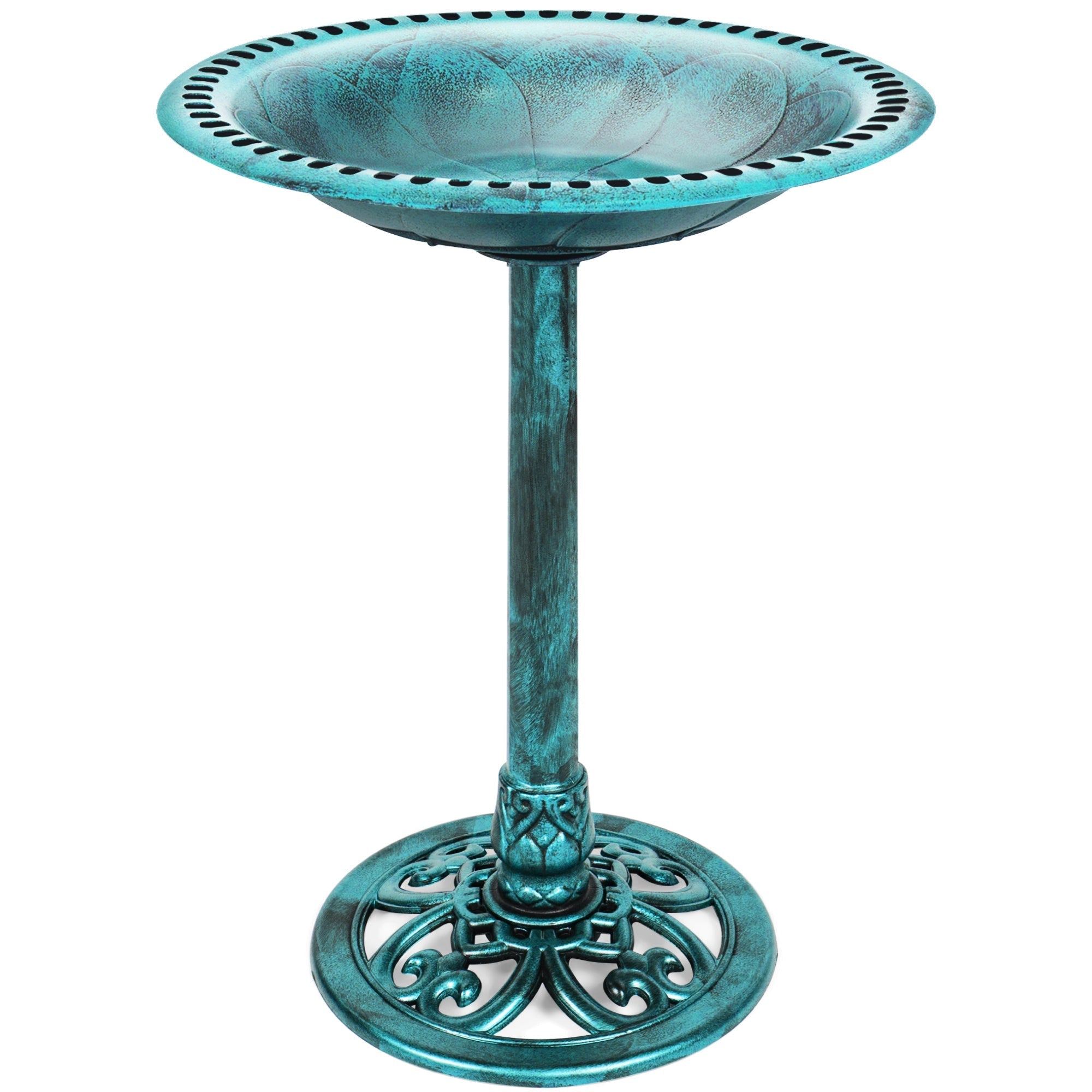 Vintage Outdoor Polyresin Bird Bath Green