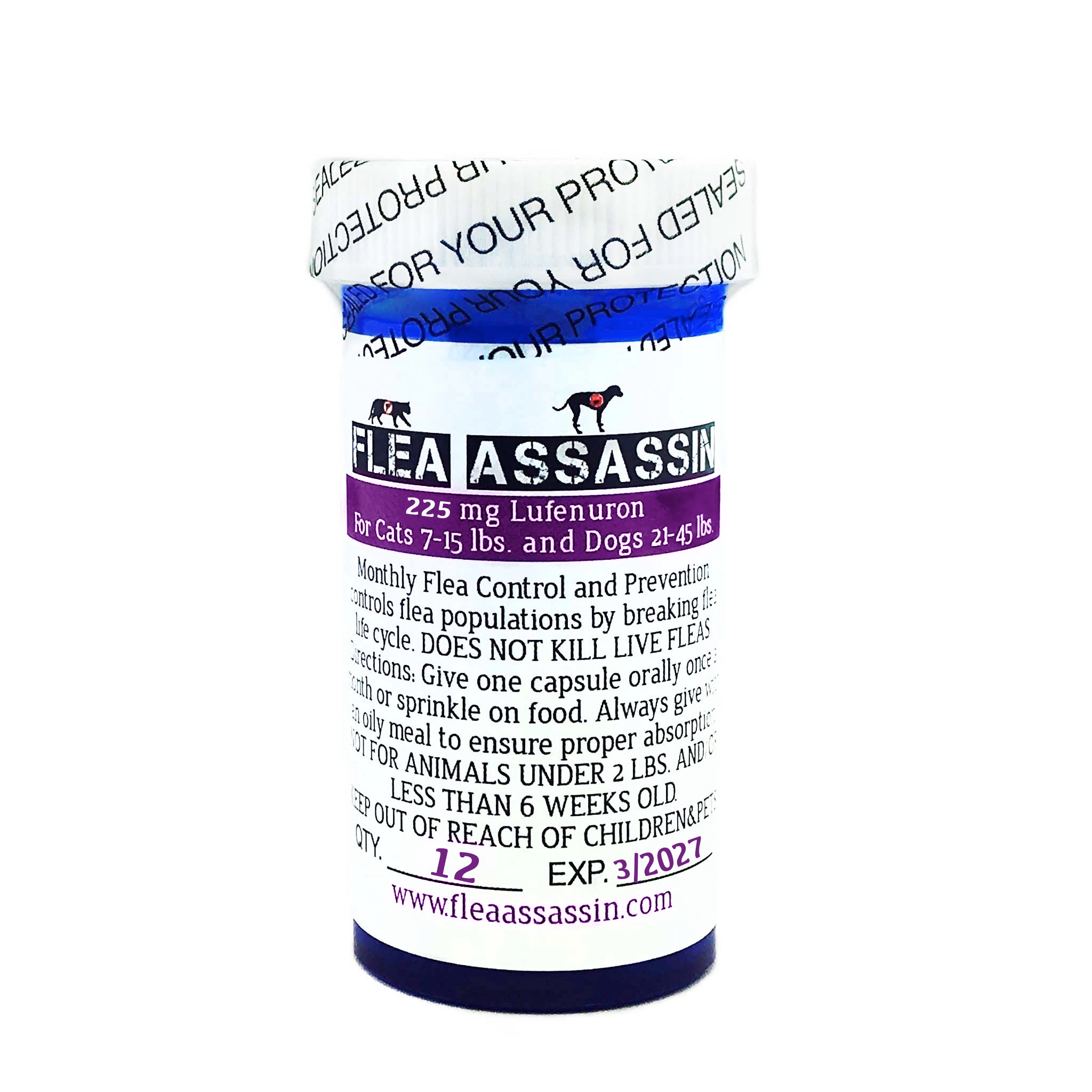 Monthly Oral Flea Control Capsules for Cats 7–15 lb and Dogs 21–45 lb, Purple Label 12 Count source image 1