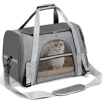 Foldable Cat Carrier Backpack | Airline Approved Collapsible Pet Travel Bag for Cats & Dogs, Spacious Ventilated Design, Anti-Escape Secure Zipper, Car-Friendly Breathable Cage, 6 Colors Available