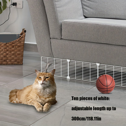 Under Furniture Pet Blocker – Easy-Install Sofa & Bed Gap Filler Fence to Stop Cats & Dogs Getting Under Furniture, Prevents Toys from Sliding Under, Safe Sturdy Material, Multi-Pack 10 & 20 Pcs, Black & White