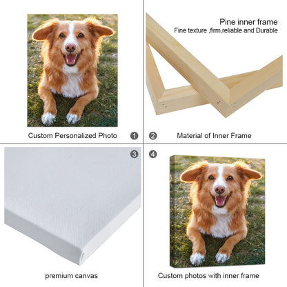 Custom Canvas Print Personalized Pet Family Photo Wall Art Ready to Hang, Custom Photo Canvas Printing for Pets Weddings Birthdays, Framed & Unframed Canvas Options Multiple Sizes 6x8 to 24x16in