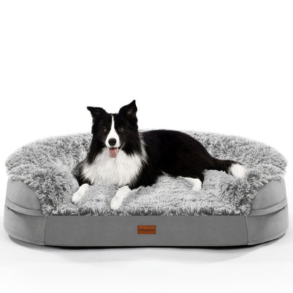 Orthopedic Dog Bed Egg Foam Ultra Soft Washable Cover for Large Medium Small Dogs Aging Pets Rectangle Semicircle Anti-Slip Joint Relief Pet Bed