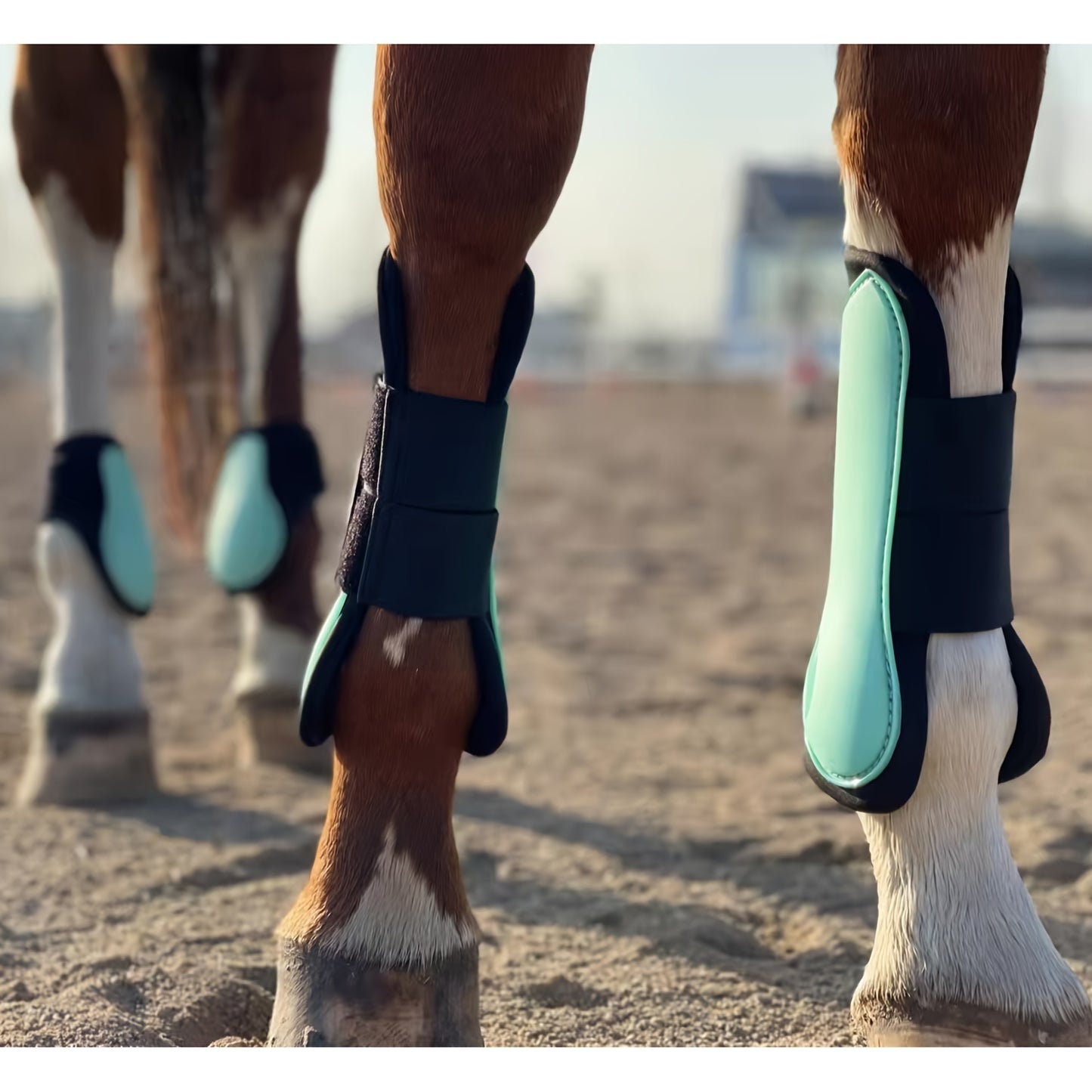 Horse Boots Set of 4 – Open Front Tendon & Fetlock Leg Protection Boots, PU Neoprene Splint Boots for Training, Racing, Riding & Jumping, Full, COB & Pony Sizes, 10 Colors