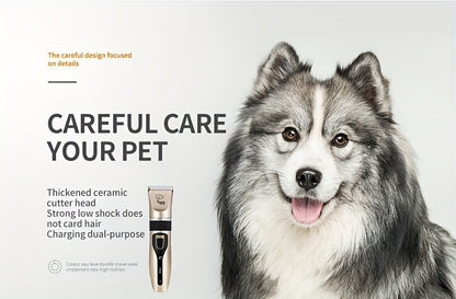 Pet Hair Trimmer Kit 2-in-1 with LED Nail Clipper – 12-in-1 Cordless Quiet Electric Clippers for Dogs & Cats, USB Rechargeable, 5 Guide Combs, Ergonomic Non-Slip Handle, Home & Salon Use