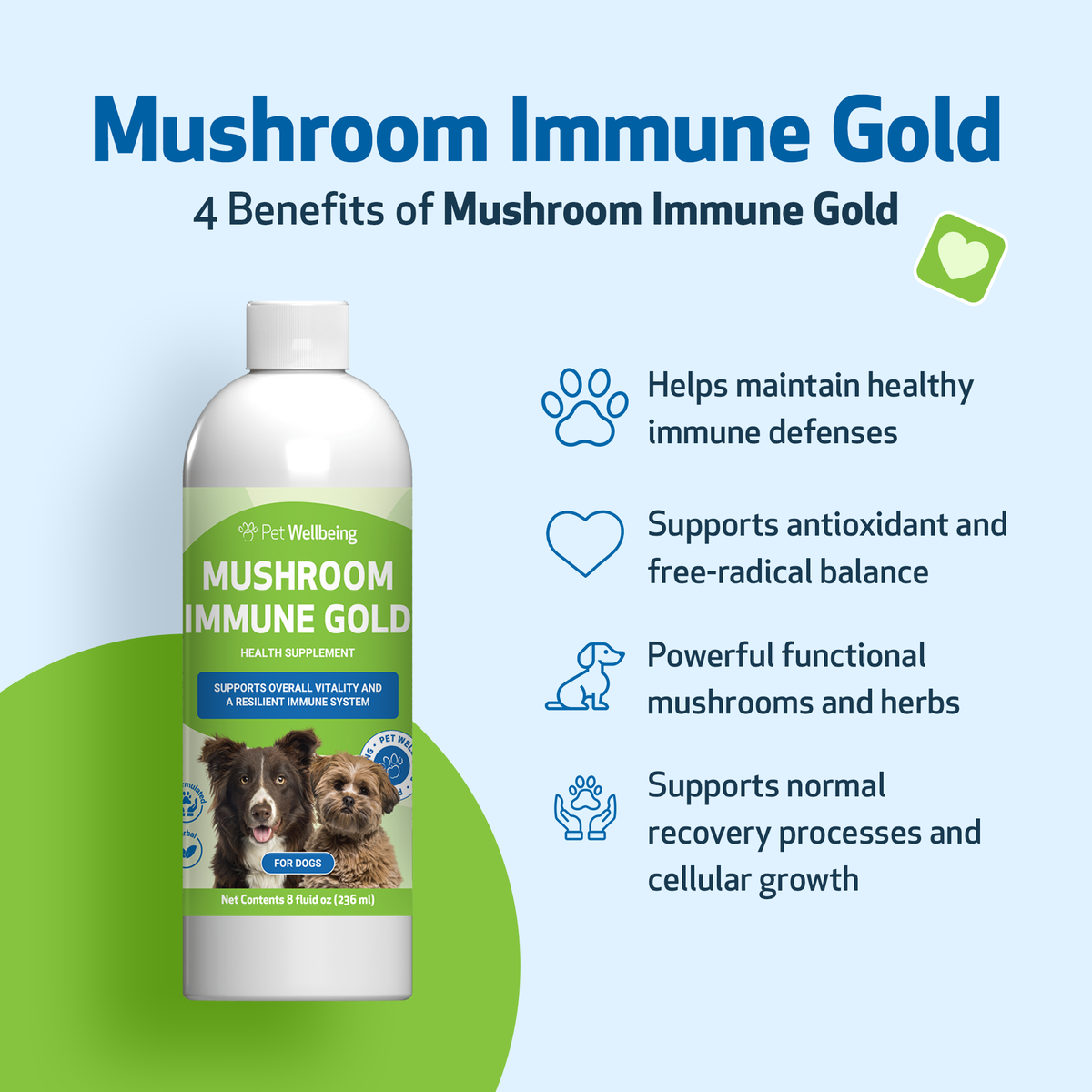Dog immune support supplement kit for antioxidant balance and everyday holistic wellness, two liquid formulas