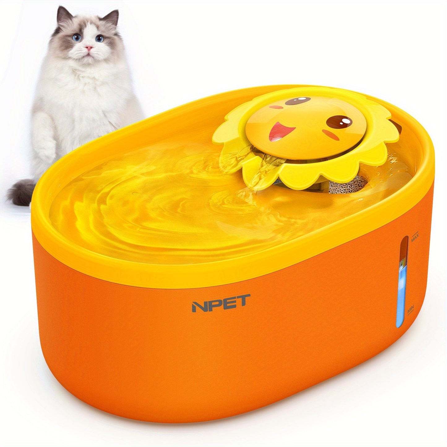 Automatic Pet Water Fountain 2L / 67oz - Ultra-Quiet Pump, Visible Water Level Window, Cat & Dog Water Dispenser, Safe BPA-Free Design, Filter Included, No Battery Required, PETNC010GW