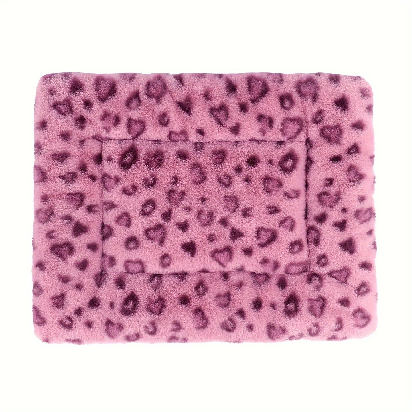 Reversible Plush Pet Mat Leopard Print Fleece Soft Warm Dog Cat Bed Pad Anti-Slip Machine Washable for Crate Car Sofa Floor Small Medium Large Breeds S M
