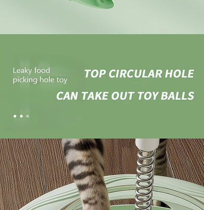 Cat Puzzle Toy Spinning Wheel with Food Spill Feeder - Interactive Rotating Excavating Toy for Indoor Cats & Kittens, No Battery Mental Stimulation & Hunting Instinct Exercise Toy