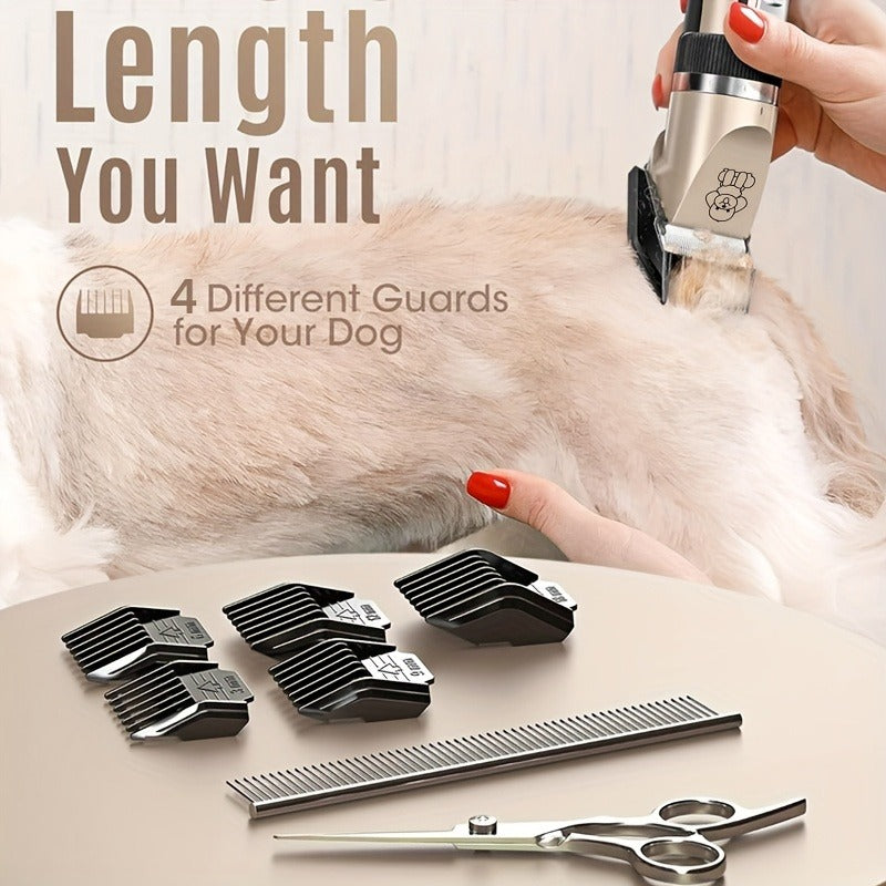 Pet Hair Clipper Cordless Adjustable Comb - Silent Low Noise Rechargeable Electric Dog Cat Grooming Scissors Set, Multiple Style Options, USB Charging Wireless Pet Trimmer for Dogs Cats