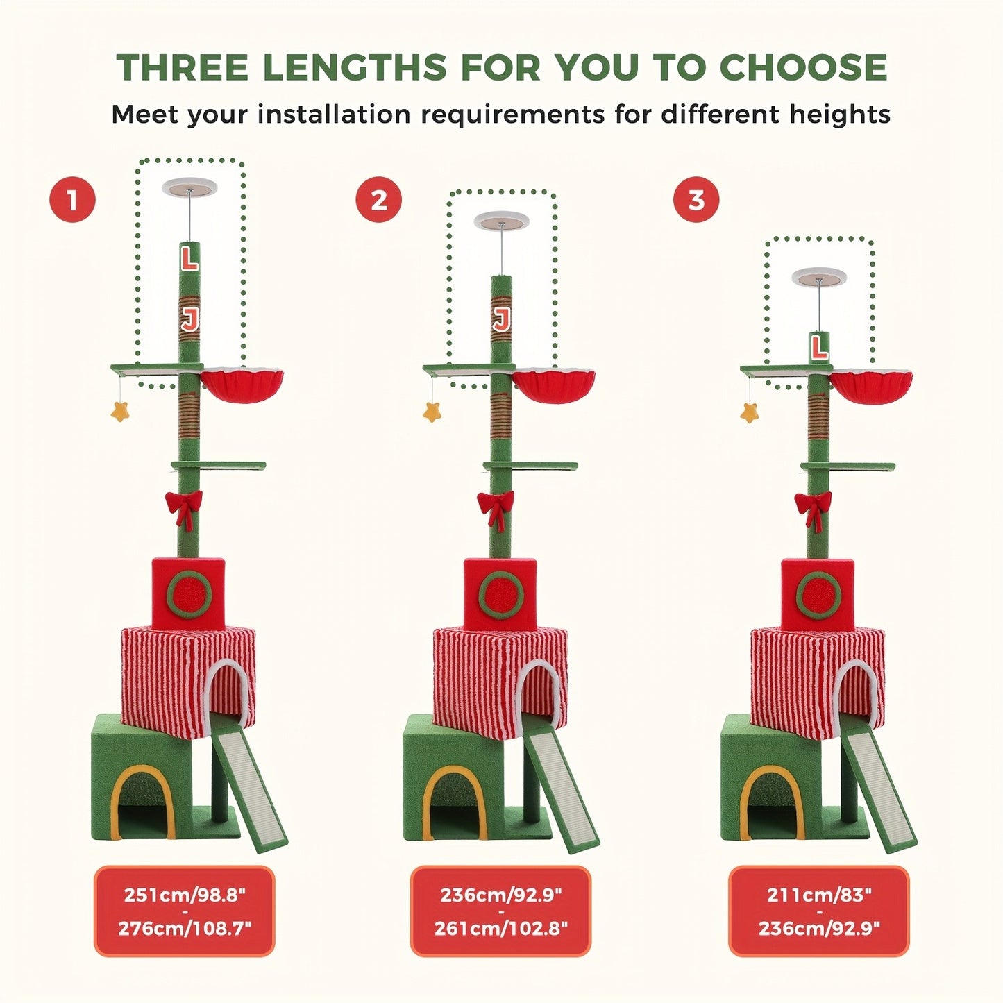 Floor to Ceiling Cat Tree Tower 90–107" – 4-Tier Tall Adjustable Cat Climbing Post with Tension Rod | Ceiling-Mounted Stable Cat Activity Center for Indoor Cats, Multiple Colors