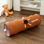 Cat Tunnel Toy for Curious Cats, Foldable Play Tunnel with Peephole and Hanging Plush Ball for Daily Play