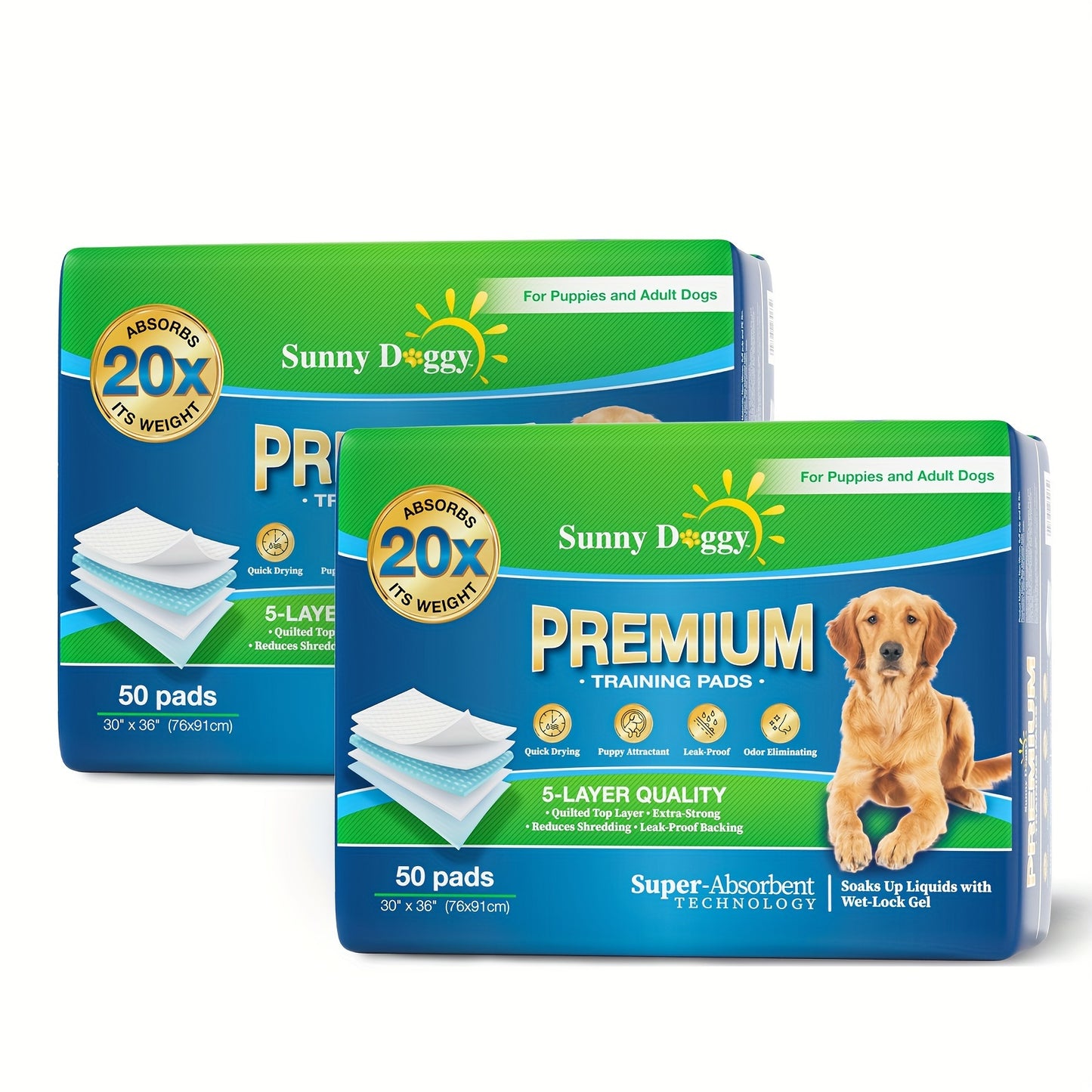 Disposable Dog Pee Pads for Puppy Training - Super Absorbent Leak-Proof Potty Pads with Odor Control, Housebreaking Training Pads for Dogs, 80/100/240 Count, 22"x22" 30"x36" 36"x36"