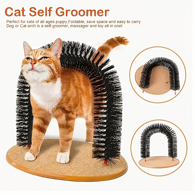 (Speed Delivery) Cat Arch Self-Grooming Massage Toy, A Multi-functional Cat Scratch Toy And Interactive Toy for Kittens. It's A Toy That Cats Can't Resist, Used for Grooming, Washing And Scratching. A Tool to Massage And Groom Your Beloved Cat.