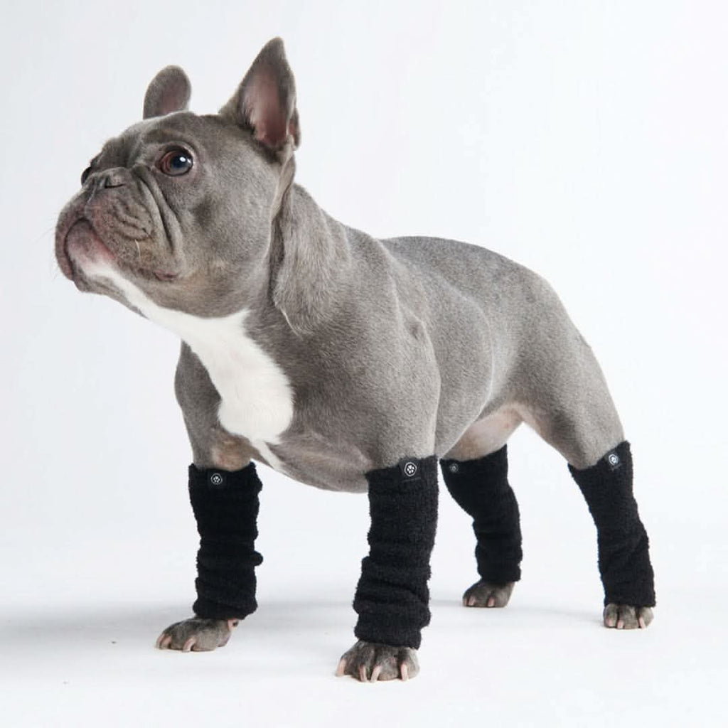 Stretch Fleece Dog Leg Warmers, Leg - Black / S (10-15lbs/4.5-7kg)