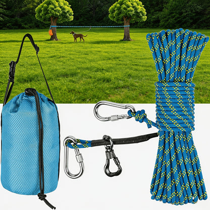 Dog Tie-Out Cable & Overhead Trolley System - 50/75/100ft Reflective Design, Supports Up to 200lbs, Portable Dog Run for Yard, Camping & Parks, M/L/XL, 4 Colors
