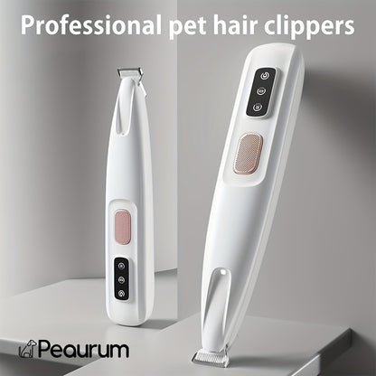 Pet Grooming Clippers USB & Battery Powered - Low Noise Electric Hair Trimmer for Cats Small Dogs, Cordless Rechargeable Pet Clipper for Face Paws Body, Portable Travel Grooming Tool, White