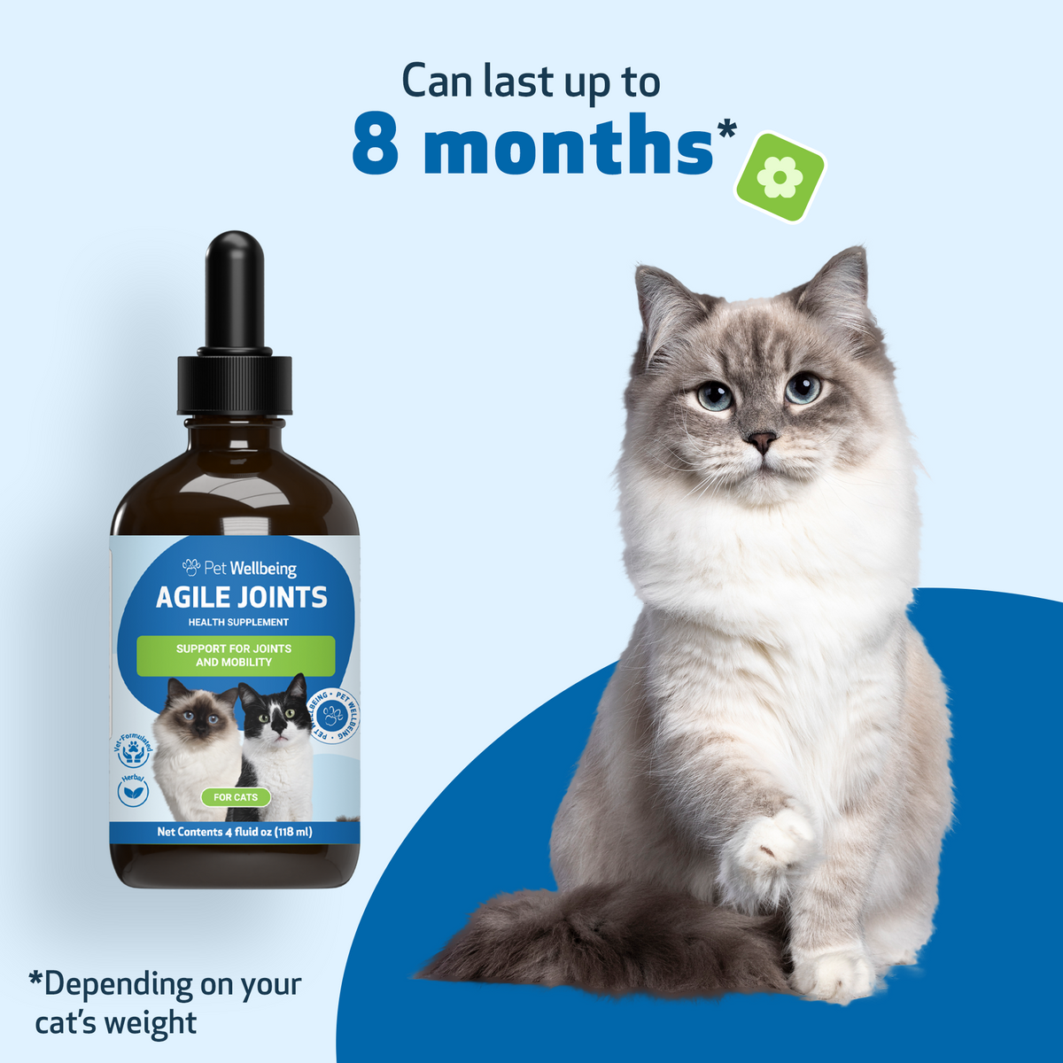 Cat Joint Supplement for Everyday Mobility: Liquid Herbal Support for Cats of All Ages, Bacon Flavor