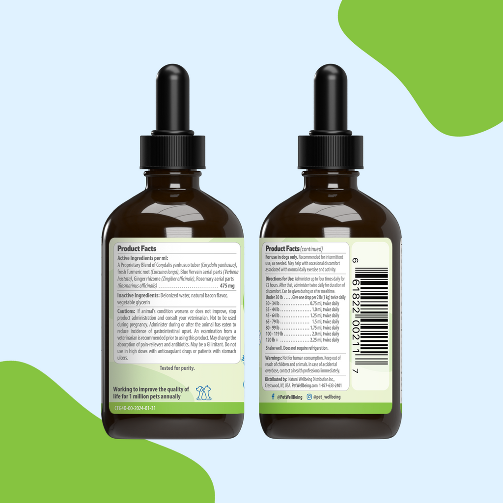 Dog Discomfort Supplement for Occasional Support, Calm Rest and Healthy Blood Flow: 4 oz Liquid