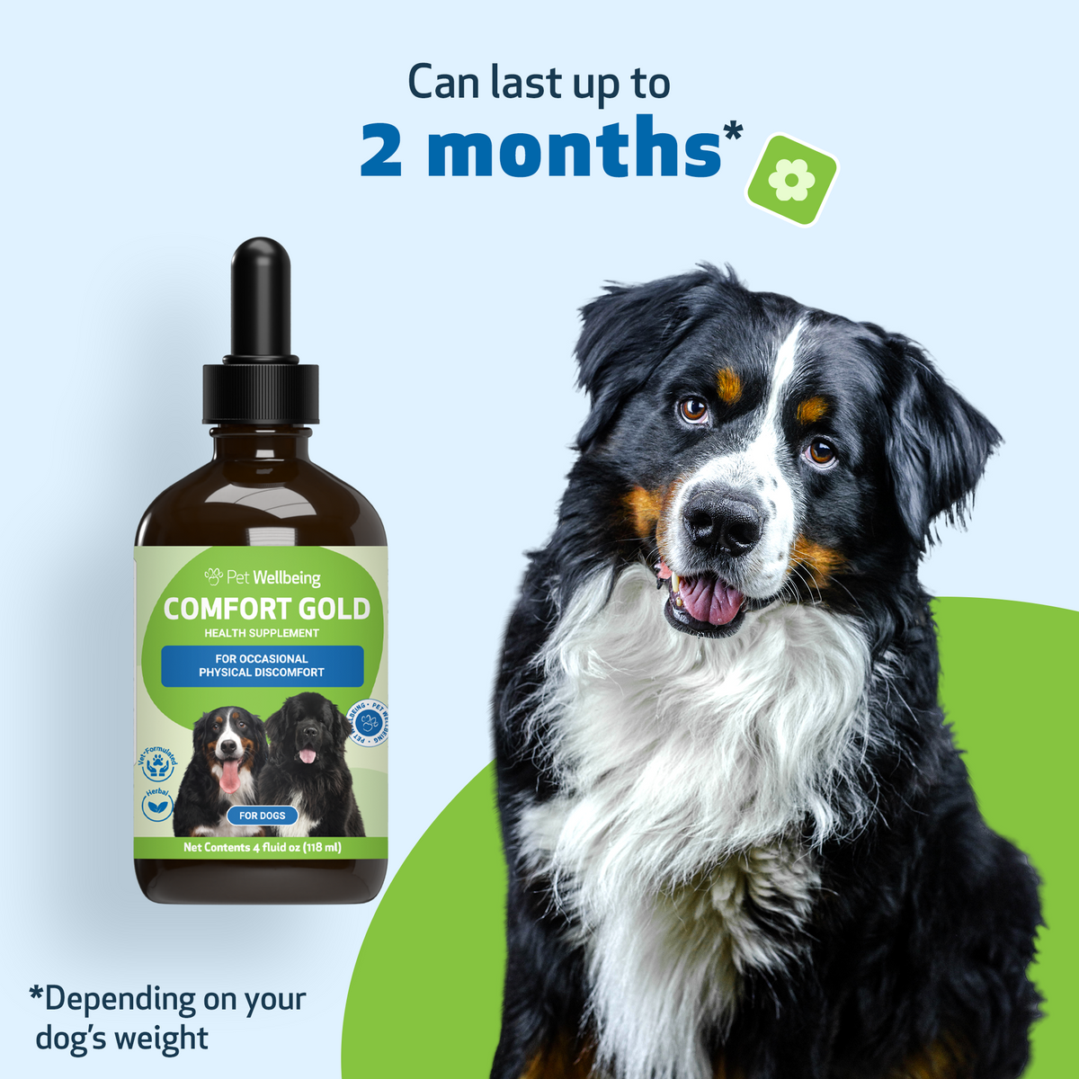 Dog Discomfort Supplement for Occasional Support, Calm Rest and Healthy Blood Flow: 4 oz Liquid