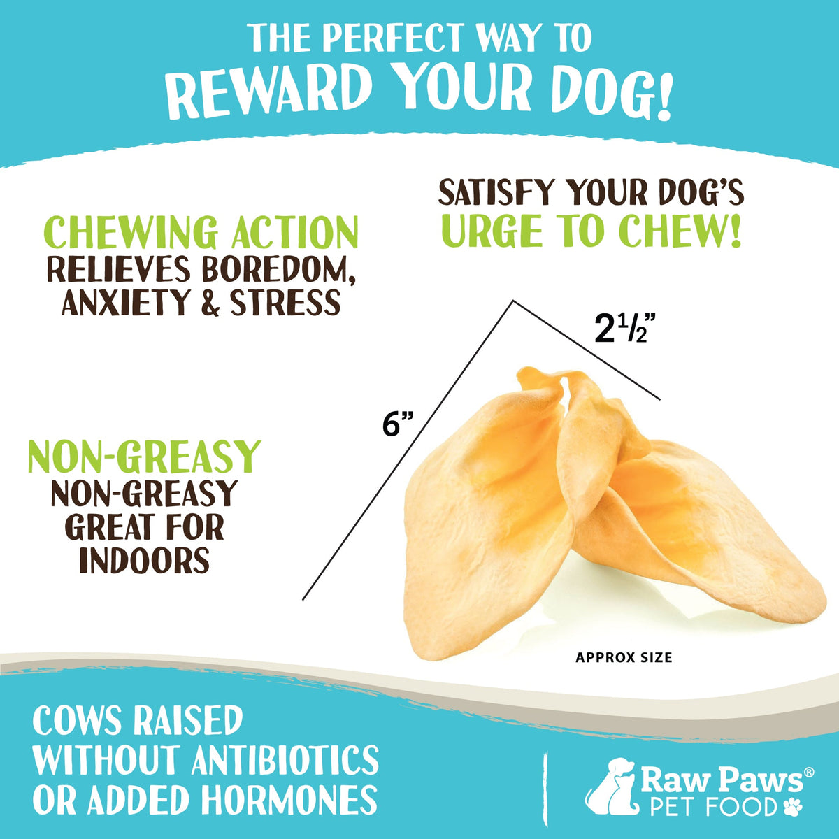Dog Dental Chews, Cow Ears for Dogs, 5-Count Natural Single-Ingredient Treats for Engaging Chewing