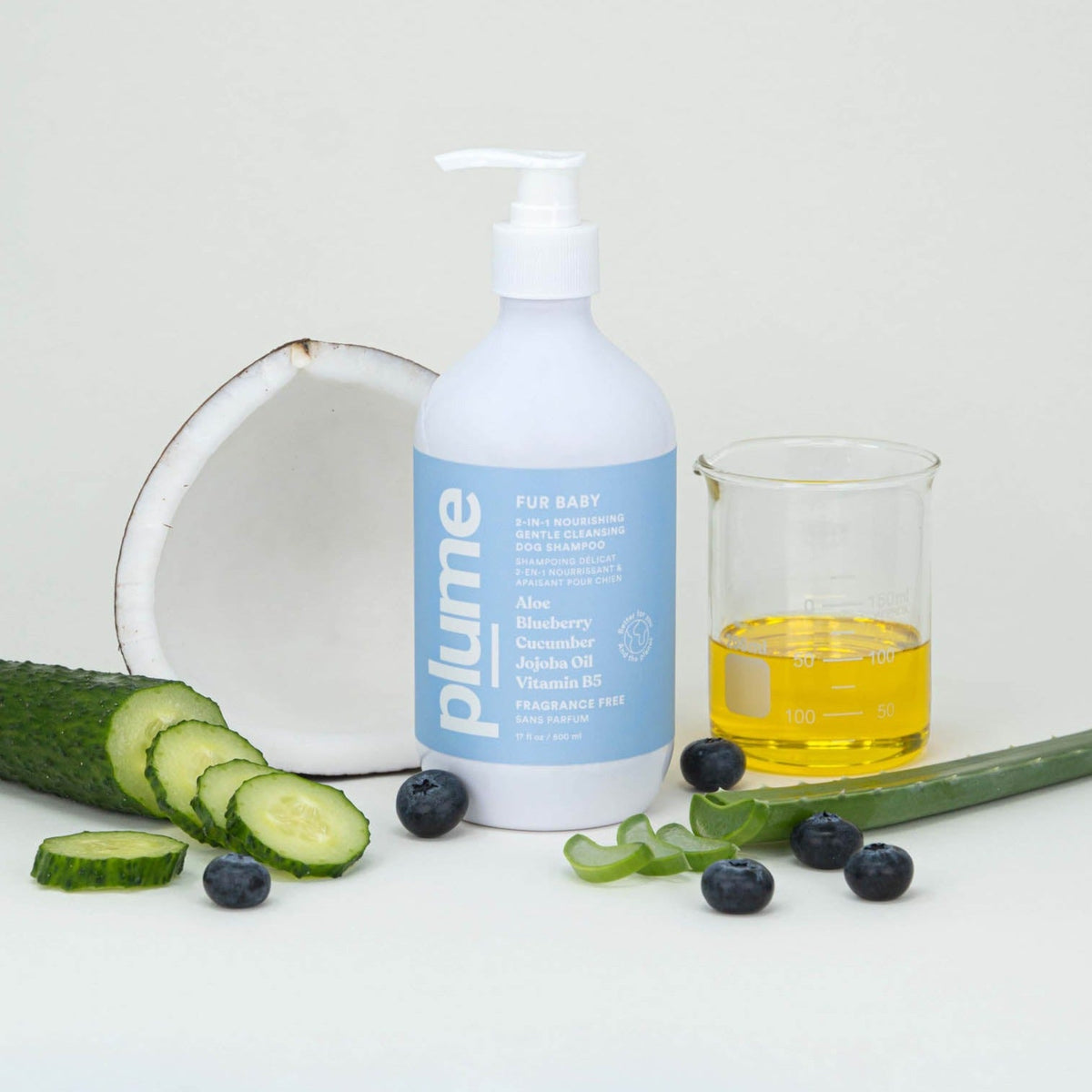 Dog Shampoo for Sensitive Skin, Fragrance-Free 2-in-1 Cleansing with Blueberry Extract & Vitamin B5 for a Nourished Coat