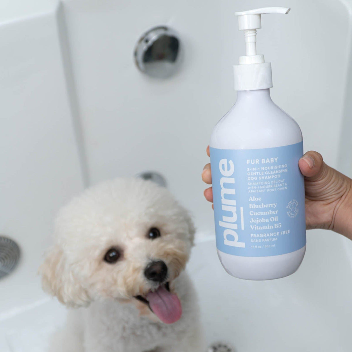 Dog Shampoo for Sensitive Skin, Fragrance-Free 2-in-1 Cleansing with Blueberry Extract & Vitamin B5 for a Nourished Coat