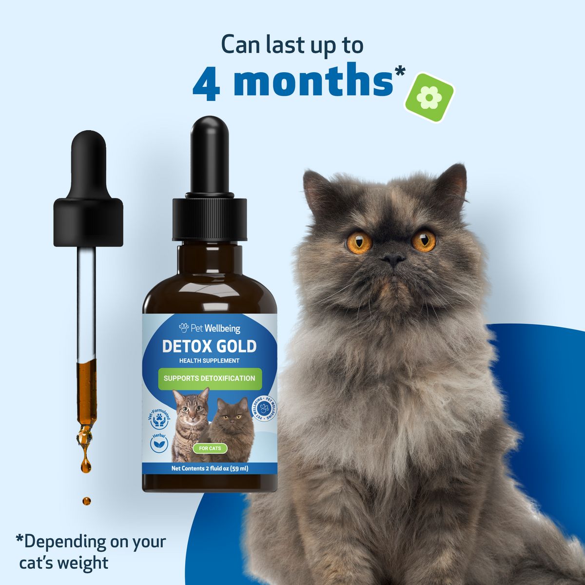 Cat Detox Supplement, Liquid Herbal Support for Gentle Elimination, Immune Function and Everyday Vitality