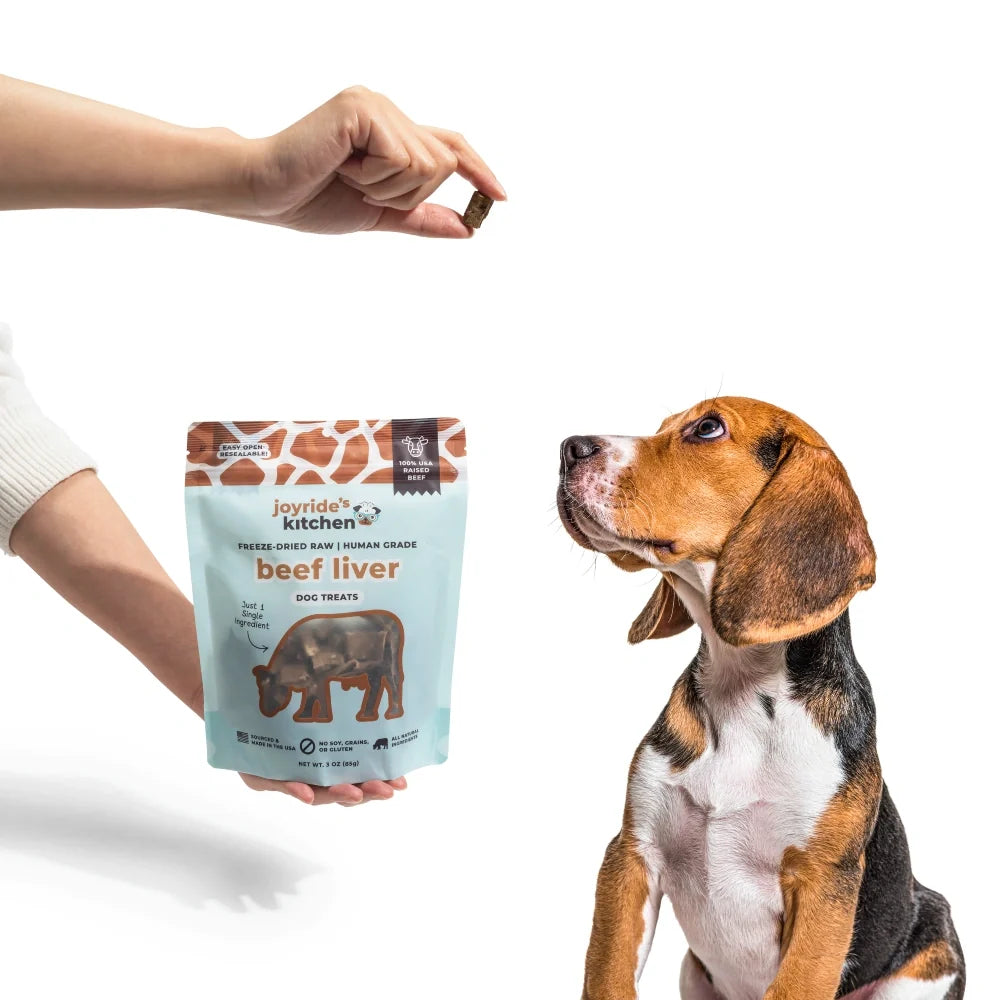 Freeze-Dried Dog Treats, Single-Ingredient Beef Liver Bites for Training Rewards and Everyday Treat Time, 3 oz
