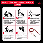 Dog Leash for Training and Daily Walks, Waterproof BioThane Design in Black with Red Stitching, 2.1 m Long