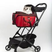 Pet Stroller Base for Detachable Carriers: Compact Folding Frame, Quick-Release Rack and Storage Hooks