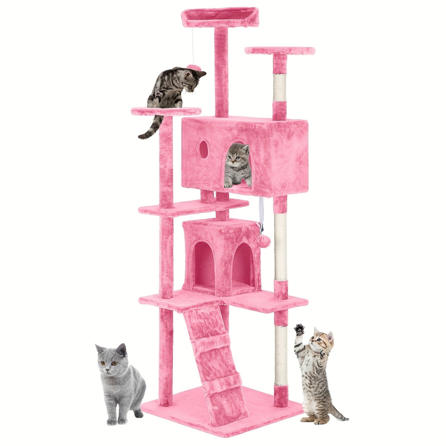 Cat Tree Tower Multi-Layer with Scratching Post, Perch Platforms & Cat Apartments – Tall Cat Climbing Frame for Indoor Cats, Space-Saving Design, Heights 36–80 Inch, 6 Colors